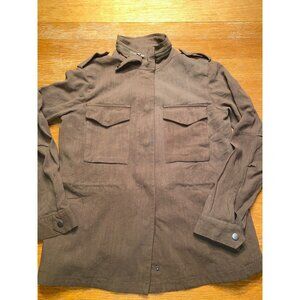 Thread & Supply Brown Military Style Jacket With Button & Zipper Closure Size Me